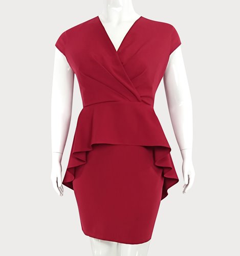 Sukienka plus size z baskinką i dekoltem V D2‑P332