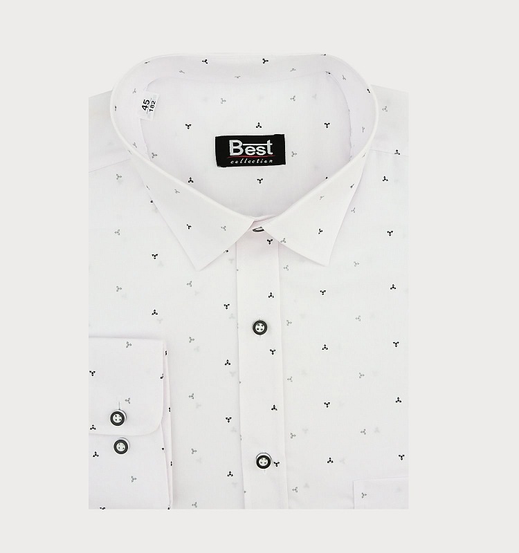 BIAŁA KOSZULA W MINIMALISTYCZNY PRINT  M3-263