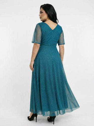 SUKIENKA MAXI MORSKA Z BŁYSZCZĄCYM TIULEM