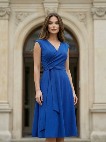 KOBALTOWA SUKIENKA  Z BROKATEM AURORA ROYAL BLUE
