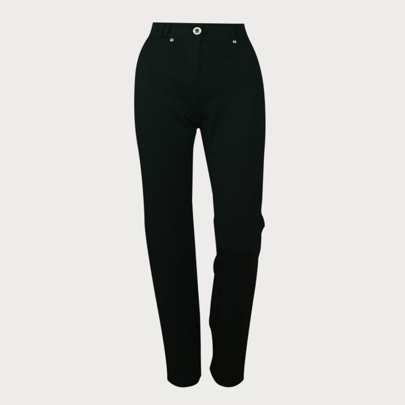 Czarne bawełniane spodnie plus size z ozdobnymi zamkami D4-P13