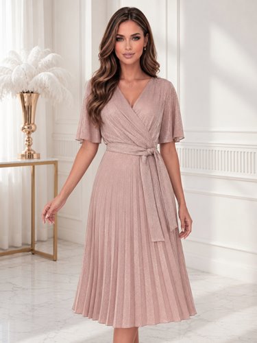ELEGANCKA SUKIENKA  PLISOWANA BŁYSK