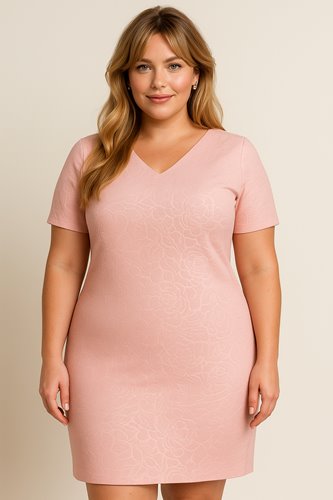 Teksturowana sukienka plus size z dekoltem V D2‑P60