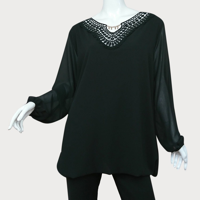 BLUZKA Z DEKORACYJNYM DEKOLTEM D11-76