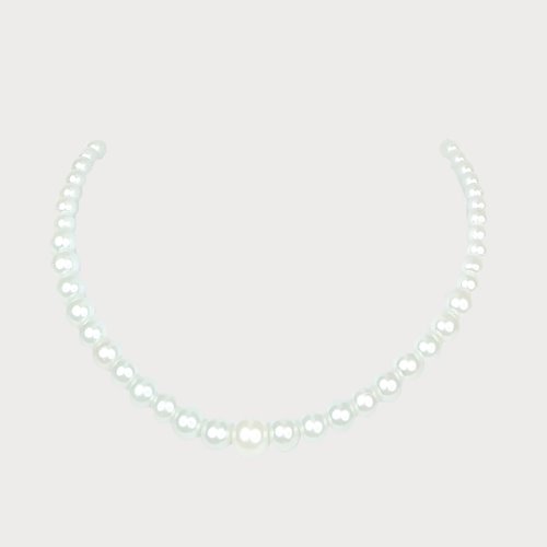 Biały naszyjnik z pereł krótki klasyczny na wesele D13-12