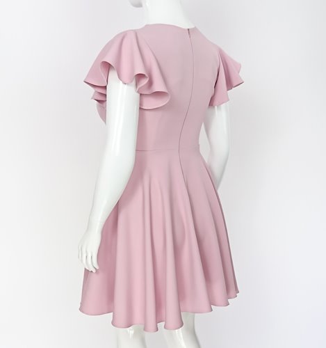 Rozkloszowana sukienka plus size z falbanką D2‑P379