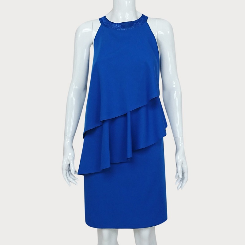 NIEBIESKA SUKIENKA Z FALBANAMI  D2-105