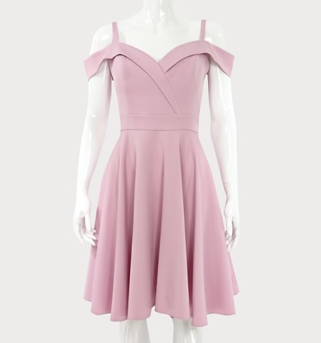 RÓŻOWA SUKIENKA ROZKLOSZOWANA   D2-316