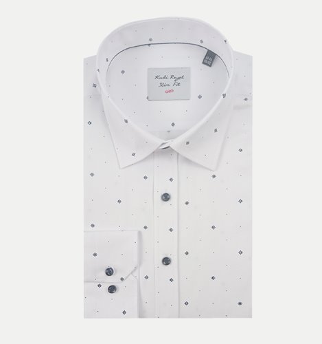 LUKSUSOWA BIAŁA KOSZULA Z STRUKTURĄ W WZÓR M3-168