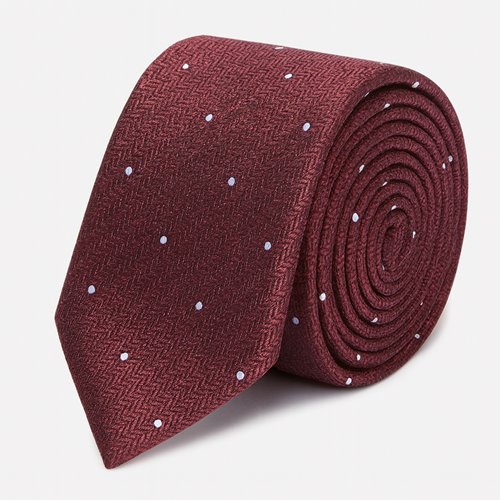 BORDOWY KRAWAT MĘSKI  W  KROPKI M8-316