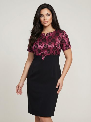 CZARNA ELEGANCKA SUKIENKA Z KORONKĄ D2-41