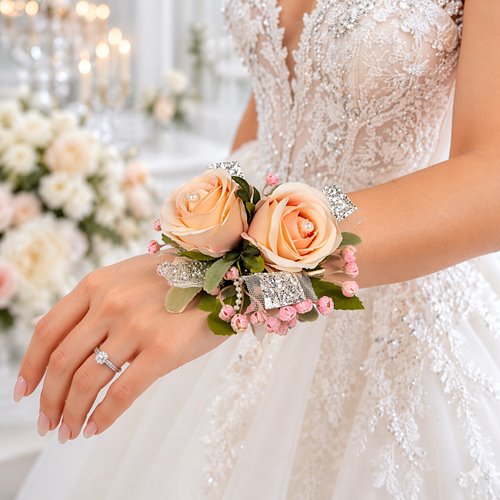 KORSARZ ŚLUBNY Z RÓŹ BRZOSKWINIOWYCH