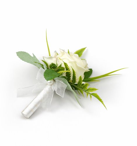 BUTONIERKA ŚLUBNA KREMOWA RÓŻA PRESTIGE