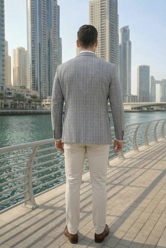 JASNO SZARA MARYNARKA W KRATĘ  PLUS SIZE