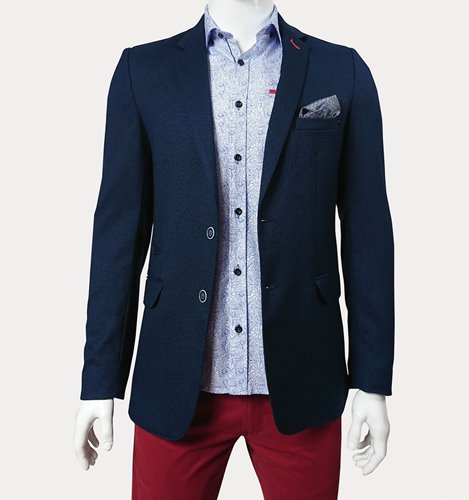 GRANATOWA MARYNARKA MĘSKA W MIKROWZÓR M22-4