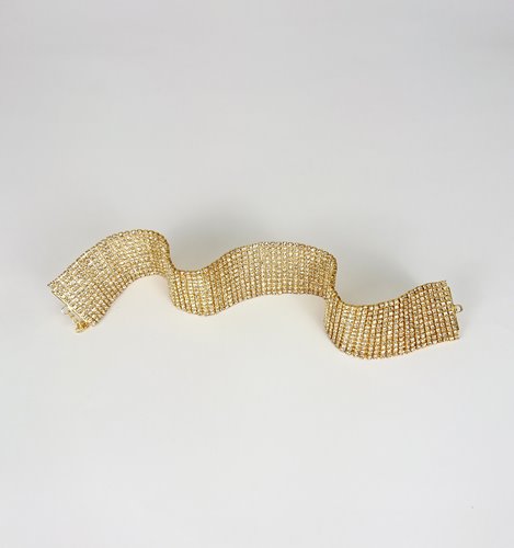 Złoty choker z cyrkoniami szeroki statement elegancki D13-136