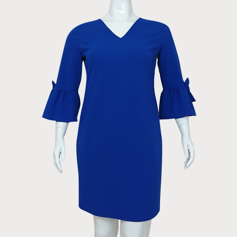 NIEBIESKA  SUKIENKA  DZIANINOWA Z FALBANAMI  D2-43