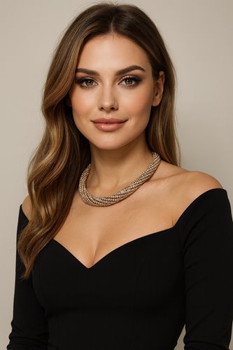 Złoty naszyjnik pleciony z cyrkoniami elegancki damski D13-134