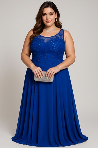 Długa sukienka plus size z koronką D2‑P393