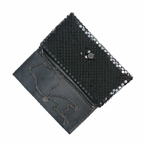 Złota metaliczna kopertówka mesh ze złotym łańcuszkiem D10-115