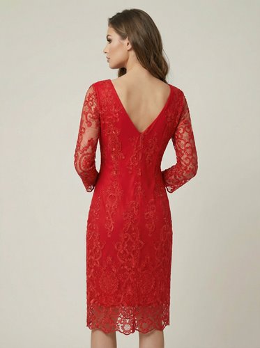 CZERWONA KORONKOWA SUKIENKA  D2-12
