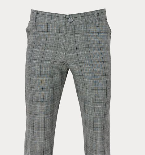 SZARE SPODNIE MĘSKIE W KRATĘ M4-24