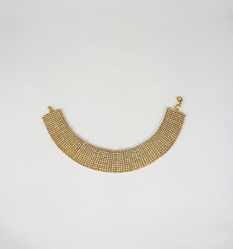 Złoty choker z cyrkoniami szeroki statement elegancki D13-136