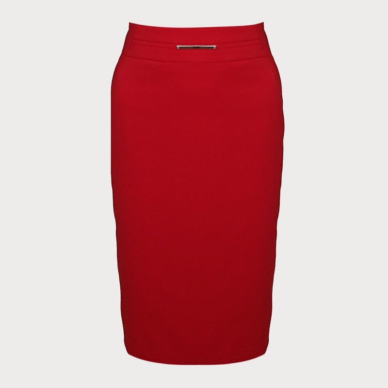 CZERWONA OŁÓWKOWA SPÓDNICA  Z WISKOZY  D16-8