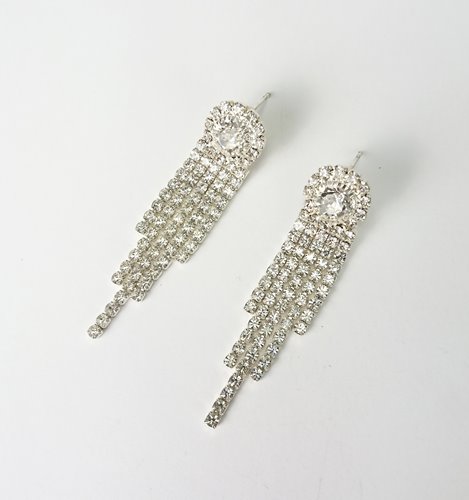 Srebrna kolia z cyrkoniami komplet z kolczykami stalowy D13-138