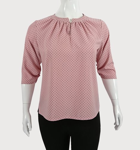 RÓŻOWA BLUZKA  DAMSKA  KROPECZKI D11-130