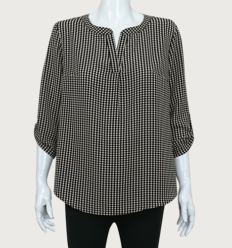 BLUZKA WIZYTOWA DAMSKA WZORZYSTA NA STÓJCE  D11-96