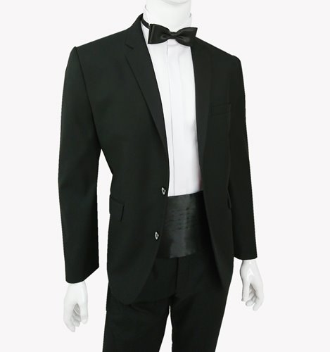 ELEGANCKI CZARNY GARNITUR Z WEŁNĄ