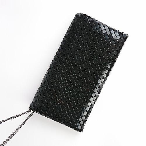 Złota metaliczna kopertówka mesh ze złotym łańcuszkiem D10-115