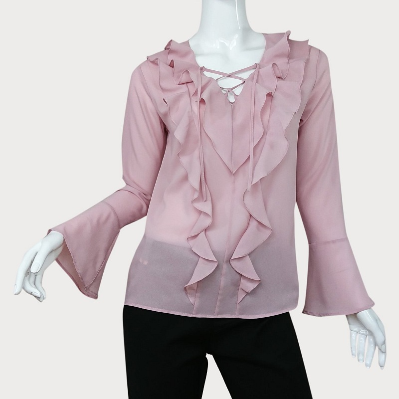 ELEGANCKA BLUZKA DAMSKA Z FALBANAMI  D11-70