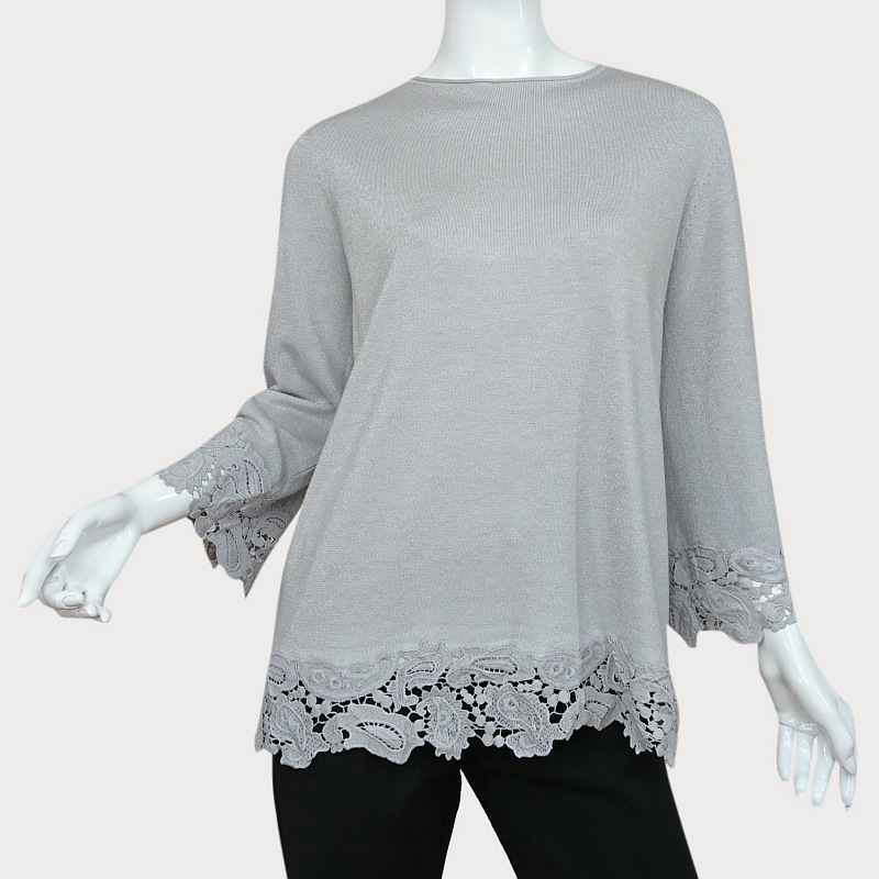 BLUZKA DZIANINOWA  SREBRNA NITKA I KORONKA D11-90