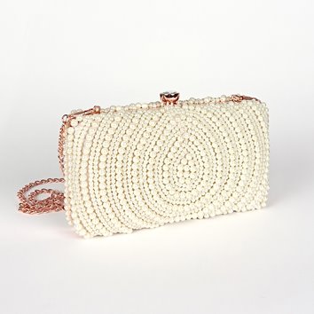 Perłowa torebka z biglem w kolorze różowego złota D10-104