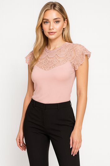 DAMSKA BLUZKA BAWEŁNIANA Z KORONKĄ D11-124