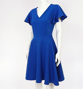 NIEBIESKA ROZKLOSZOWANA SUKIENKA  D2-346