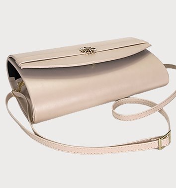 Beżowa torebka kopertówka ze skóry ekologicznej ze złotą spinką D10-153