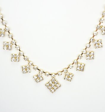 Złoty komplet naszyjnik z zawieszkami cyrkonie elegancki D13-142