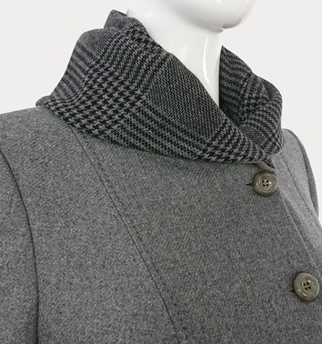 Szary wełniany płaszcz z kapturem plus size D19-P10