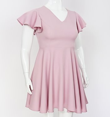 Rozkloszowana sukienka plus size z falbanką D2‑P379