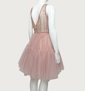 TIULOWA SUKIENKA Z BROKATEM  D2-290