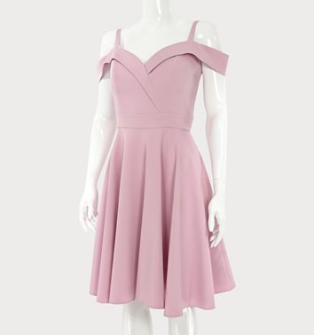 RÓŻOWA SUKIENKA ROZKLOSZOWANA   D2-316