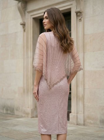 BŁYSZCZĄCA SUKIENKA Z NARZUTKĄ  D2-114