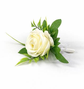 BUTONIERKA ŚLUBNA KREMOWA RÓŻA PRESTIGE