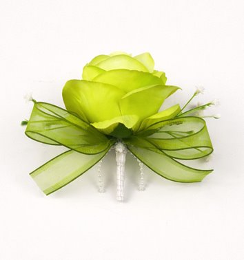 BUTONIERKA ŚLUBNA LIMONKOWA RÓŻA