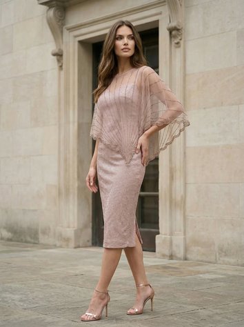 BŁYSZCZĄCA SUKIENKA Z NARZUTKĄ  D2-114