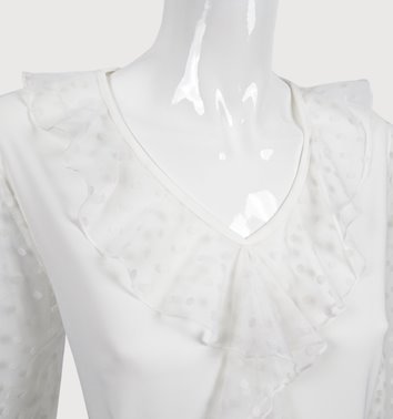 ELEGANCKA BLUZKA  DAMSKA FALBANA ŻABOT  D11-121