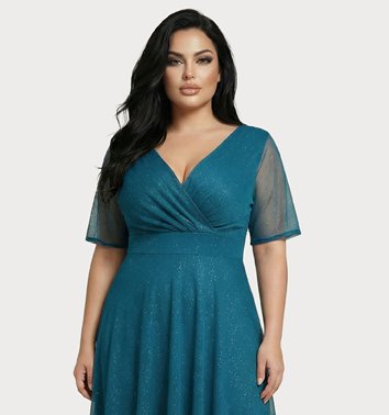 SUKIENKA MAXI MORSKA Z BŁYSZCZĄCYM TIULEM